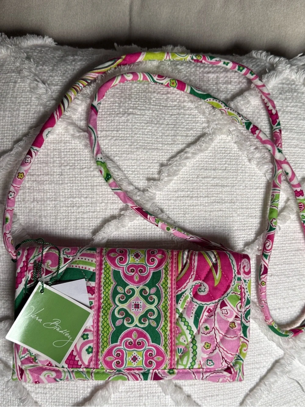 Vera Bradley Pinwheel Pink Wallet With Strap Crossbody NWT Retired